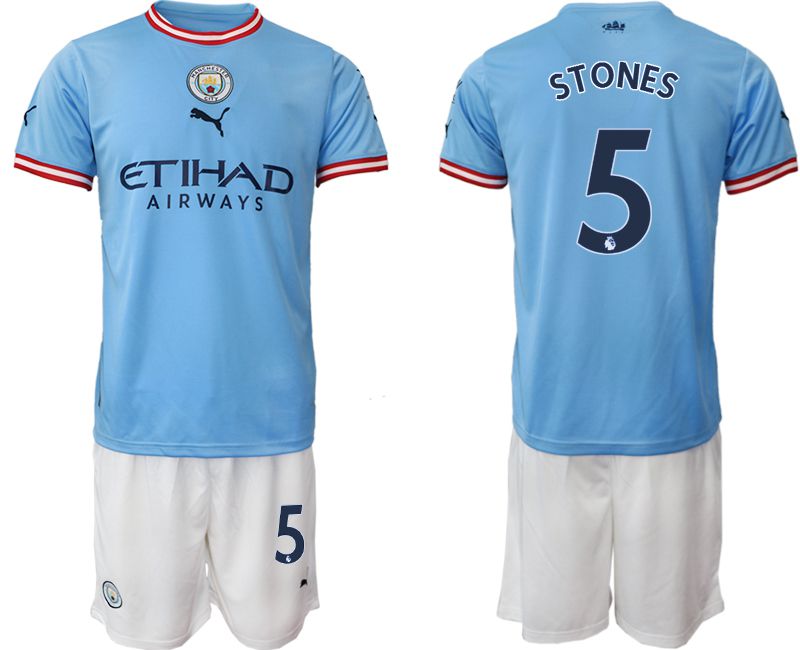 Men 2022-2023 Club Manchester City home blue #5 Soccer Jersey->customized soccer jersey->Custom Jersey